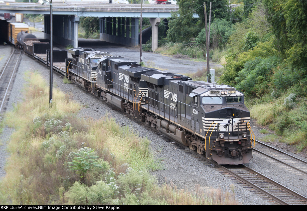 NS 8000 pulls train 15T onto B track to head out of Enola yard